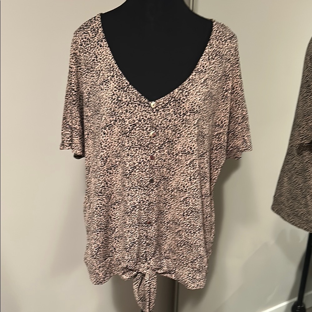 Leopard Print V-Neck Women's Top